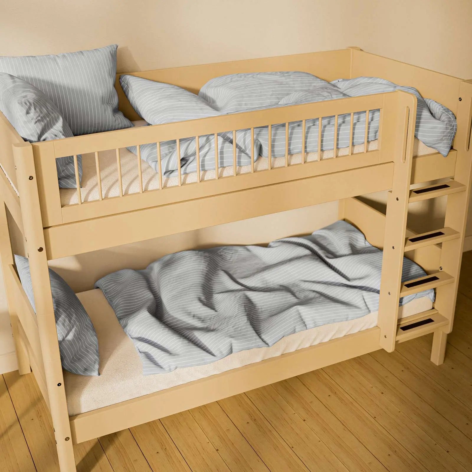 Bunk Bed 154 cm with Ladder and Safety Rail, 90x200 cm, Sand BUNKBED 90X200 flexa-com.myshopify.com
