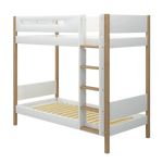 FLEXA Bunk Bed 184 cm with Straight Ladder and Safety Rail, 90x200 cm, White/Oak, view 4