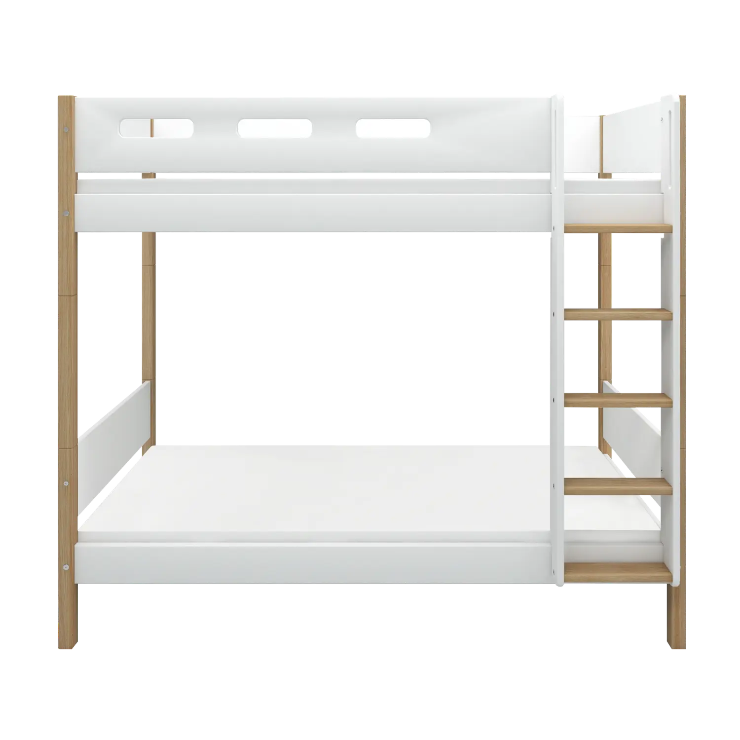 FLEXA Bunk Bed 184 cm with Straight Ladder and Safety Rail, 90x200 cm, White/Oak, view 3