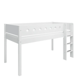 High Bed 120 cm with Ladder and Safety Rail, 90x200 cm, White MID_HIGH-BED 200 flexa-com.myshopify.com