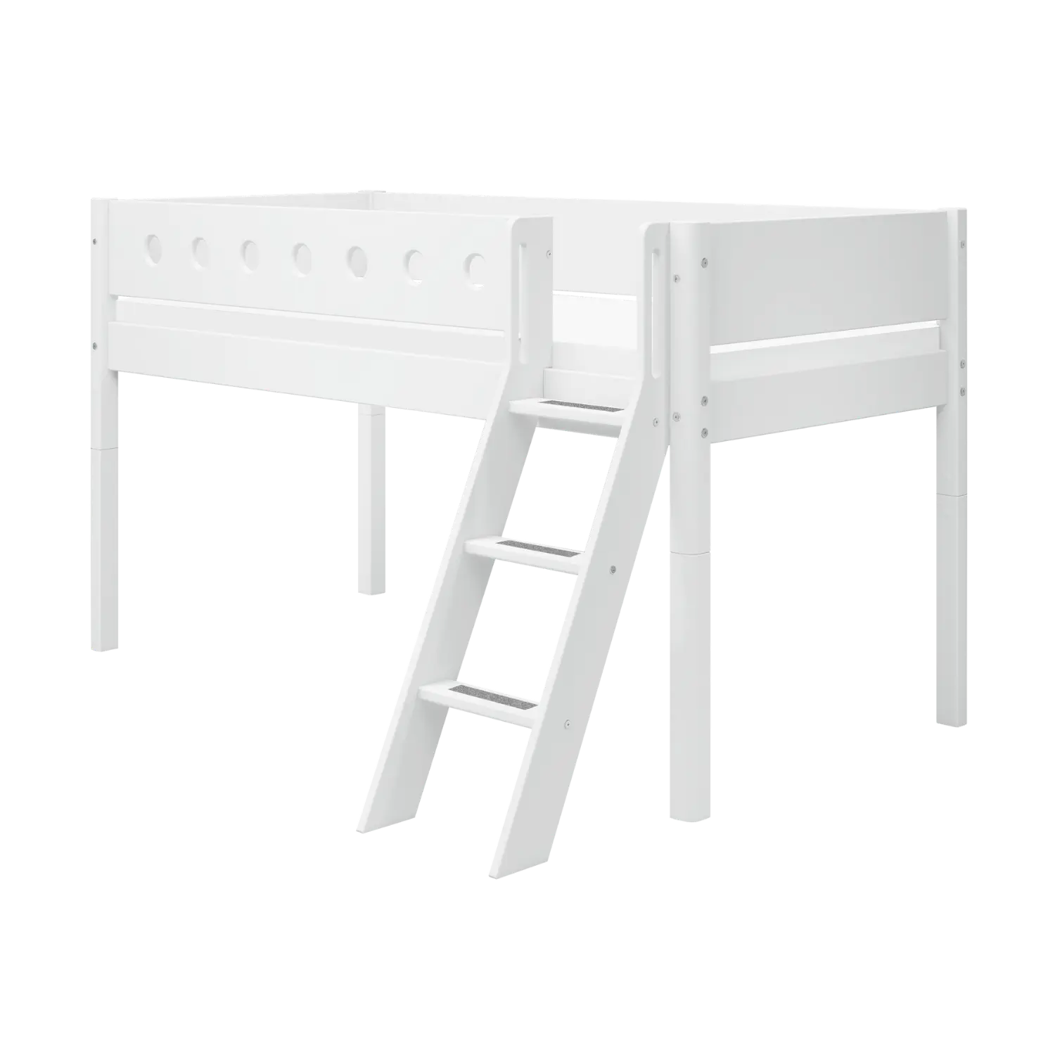High Bed 120 cm with Ladder and Safety Rail, 90x200 cm, White MID_HIGH-BED 200 flexa-com.myshopify.com