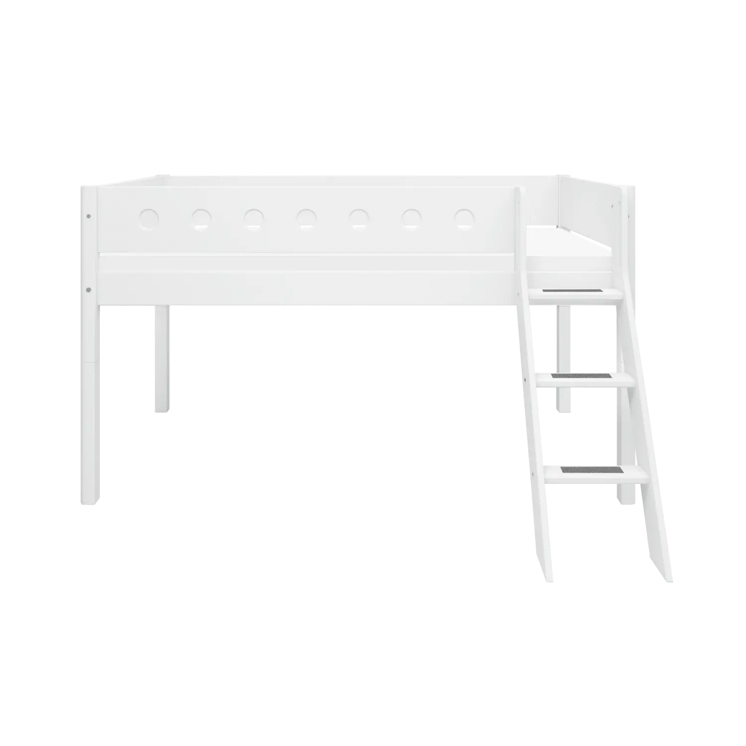 High Bed 120 cm with Ladder and Safety Rail, 90x200 cm, White MID_HIGH-BED 200 flexa-com.myshopify.com