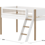 High Bed 120 cm with Ladder and Safety Rail, 90x200 cm, White/Oak MID_HIGH-BED 200 flexa-com.myshopify.com