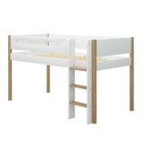 High Bed 120 cm with Ladder and Safety Rail, 90x200 cm, White/Oak MID_HIGH-BED 200 flexa-com.myshopify.com