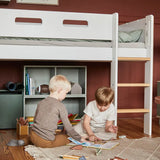 High Bed 120 cm with Ladder and Safety Rail, 90x200 cm, White/Oak MID_HIGH-BED 200 flexa-com.myshopify.com