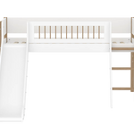 High Bed 120 cm with Slide, Ladder and Safety Rail, 90x200 cm, White/Oak MID_HIGH-BED 90X200 flexa-com.myshopify.com