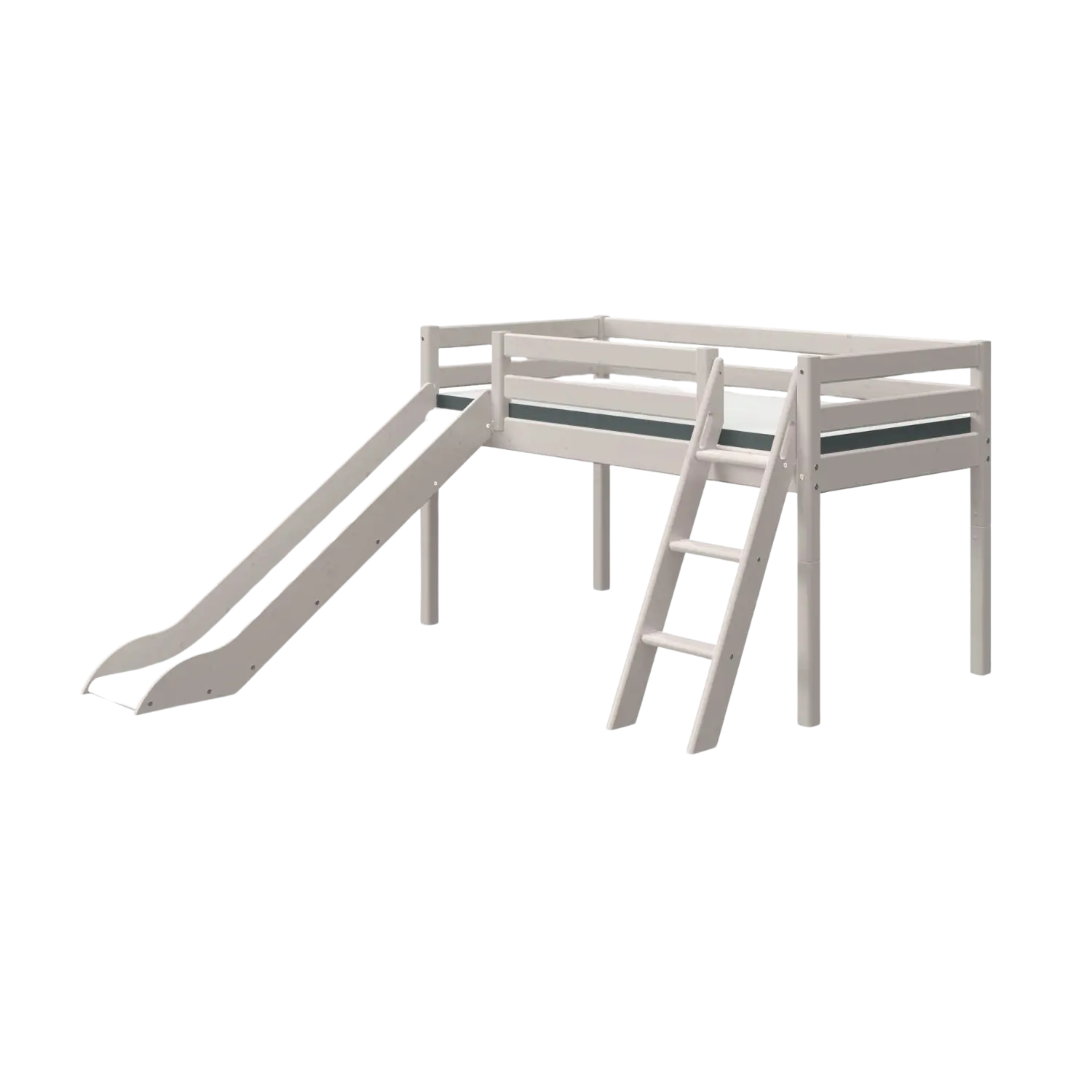 High Bed 120 cm with Slide and Ladder, 90x200 cm, Grey MID_HIGH-BED 200 flexa-com.myshopify.com