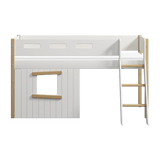 High Bed 120 cm with Treehouse, Ladder and Safety Rail, 90x200 cm, White/Oak MID_HIGH-BED 200 flexa-com.myshopify.com