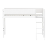High Bed 143 cm with Ladder and Safety Rail, 90x200 cm, White FLEXA SEMI_HIGH-BED semi-highsleeper-200x90-f-wht-sl-ladder-grooves   90X200 flexa-com.myshopify.com