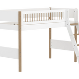 High Bed 143 cm with Ladder and Safety Rail, 90x200 cm, White/Oak SEMI_HIGH-BED 90X200 flexa-com.myshopify.com
