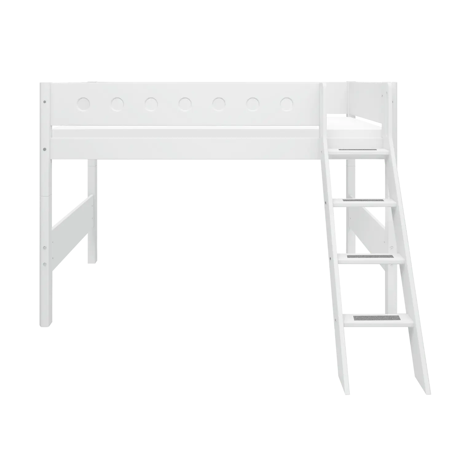 High Bed 143 cm with Ladder and Safety Rail, 90x200 cm, White SEMI_HIGH-BED 200 flexa-com.myshopify.com