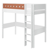 High Bed 184 cm with Ladder and Safety Rail, 90x200 cm, White FLEXA HIGHBED high-bed-w-straight-ladder-white-blush-1   200 flexa-com.myshopify.com