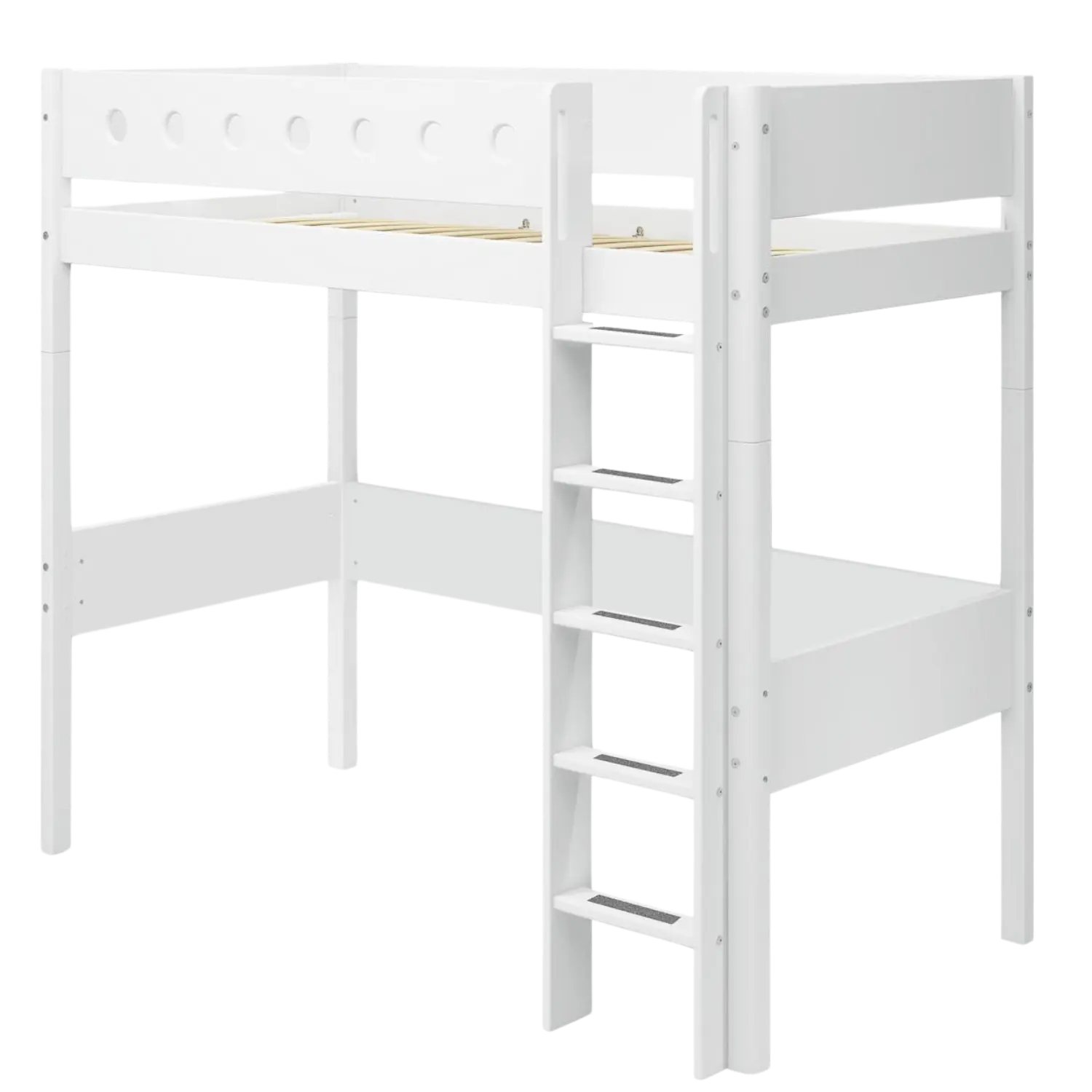 High Bed 184 cm with Ladder and Safety Rail, 90x200 cm, White FLEXA HIGHBED high-bed-w-straight-ladder-white-white-1   200 flexa-com.myshopify.com