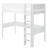 High Bed 184 cm with Ladder and Safety Rail, 90x200 cm, White FLEXA HIGHBED high-bed-w-straight-ladder-white-white-1   200 flexa-com.myshopify.com