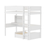 High Bed 184 cm with Sofa, Desk, Ladder and Safety Rail, 90x200 cm, White HIGHBED 90X200 flexa-com.myshopify.com