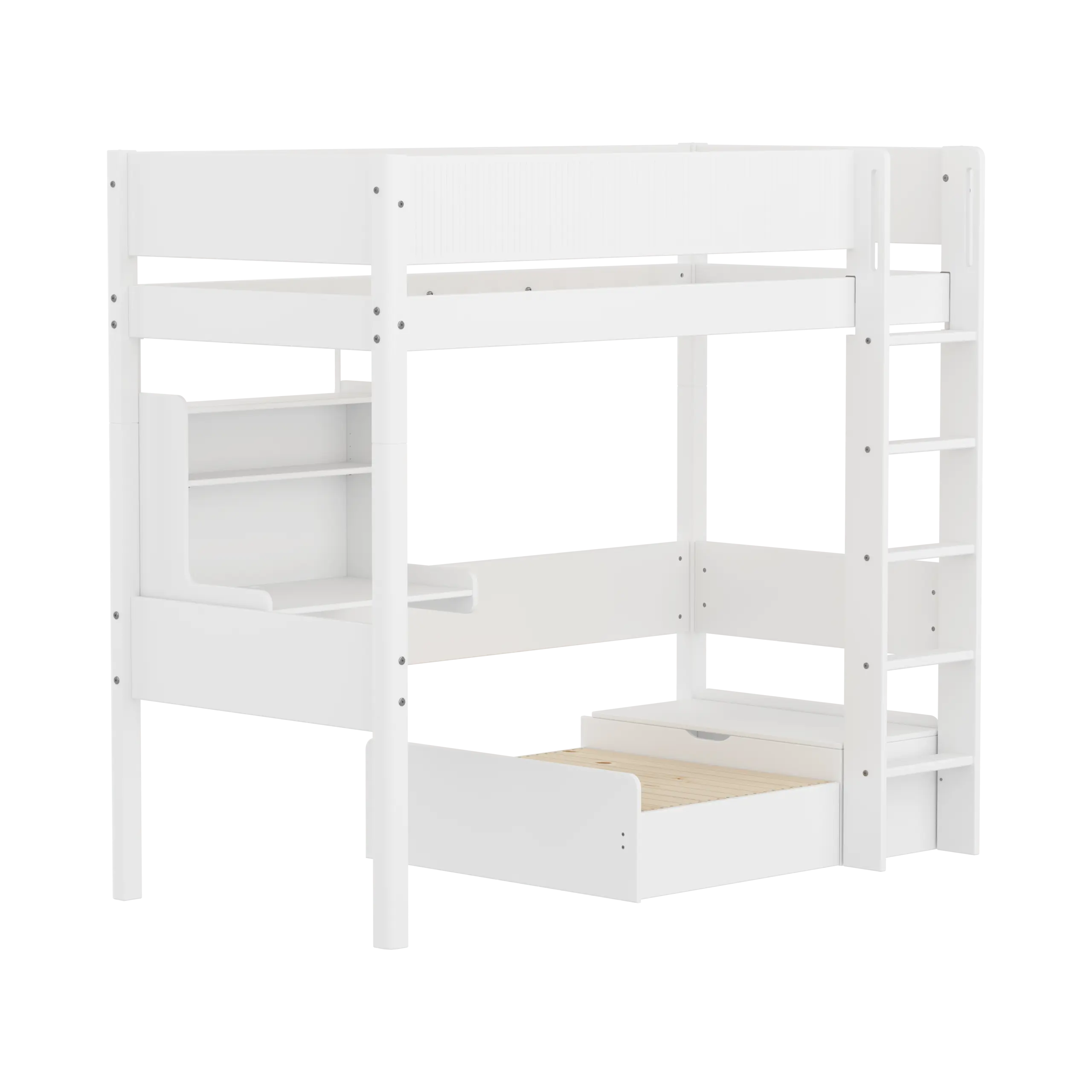 High Bed 184 cm with Sofa, Desk, Ladder and Safety Rail, 90x200 cm, White HIGHBED 90X200 flexa-com.myshopify.com
