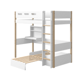 High Bed 184 cm with Sofa, Desk, Ladder and Safety Rail, 90x200 cm, White/Oak HIGHBED 200 flexa-com.myshopify.com