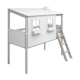 Mid-High Bed with House and Ladder, 90x200 cm, White/Grey MID_HIGH-BED 200 flexa-com.myshopify.com