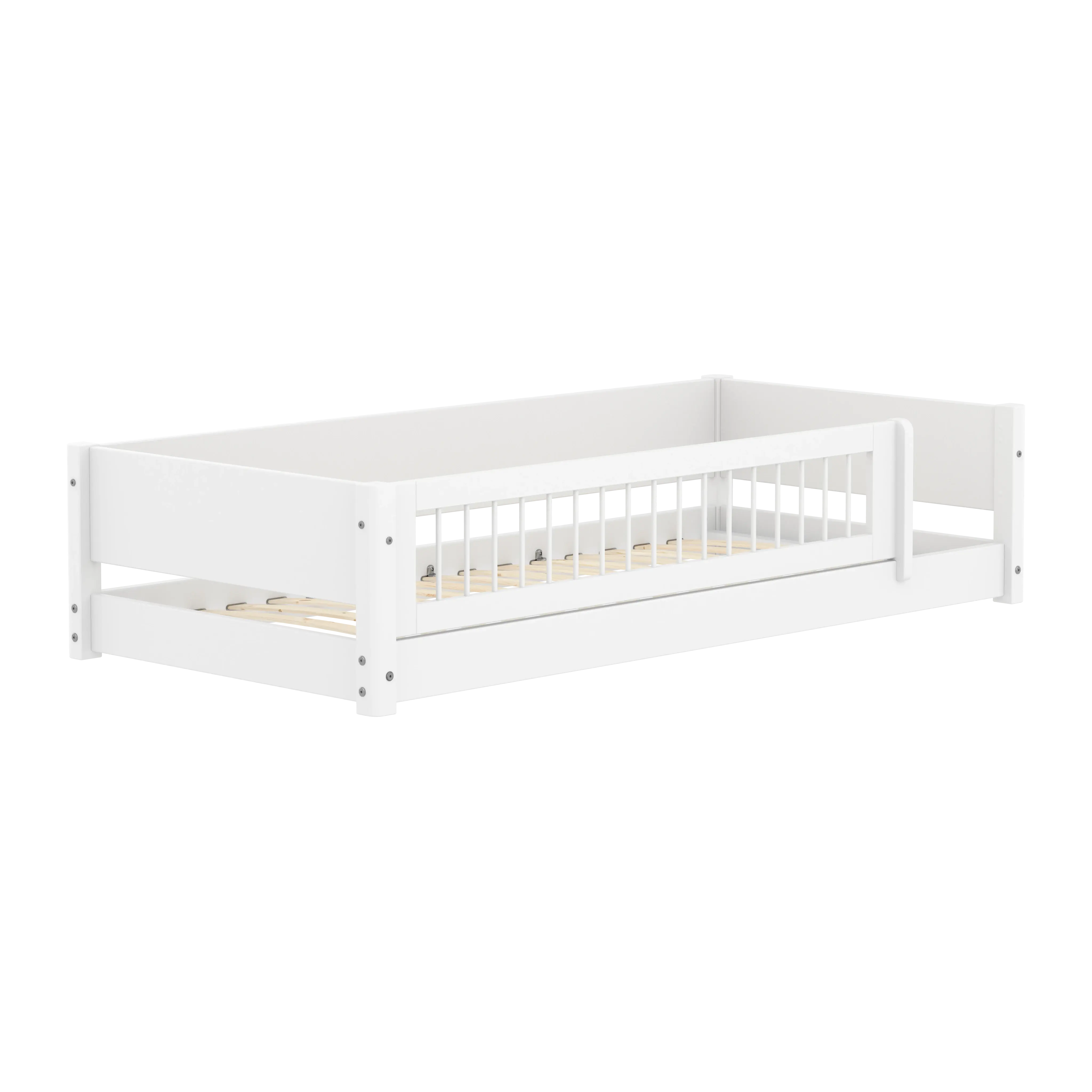 Montessori Bed with Crossbar Safety Rail, 90x200 cm, White MONTESSORI 90X200 flexa-com.myshopify.com