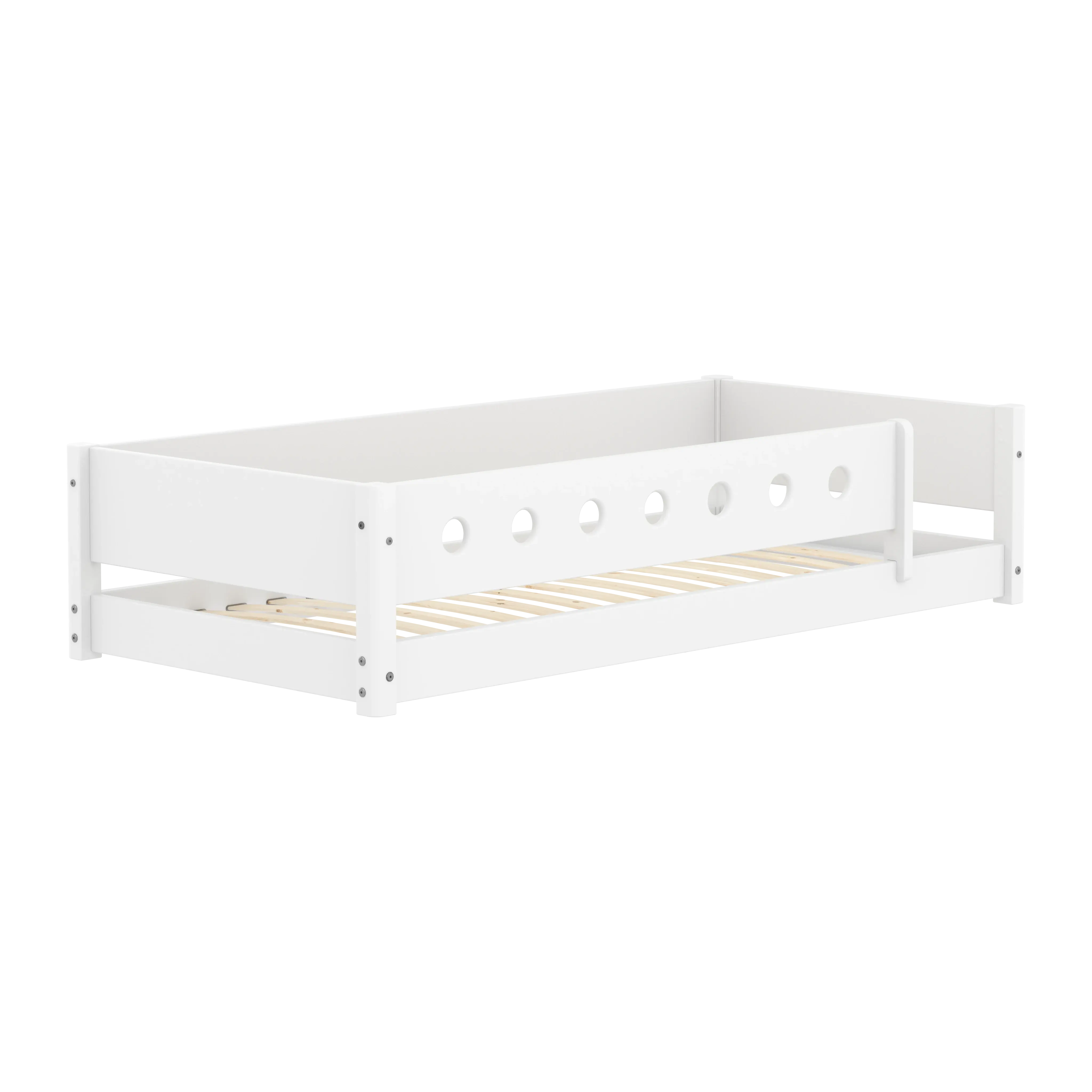 Montessori Bed with Front Safety Rail, 90x200 cm, White MONTESSORI 90X200 flexa-com.myshopify.com