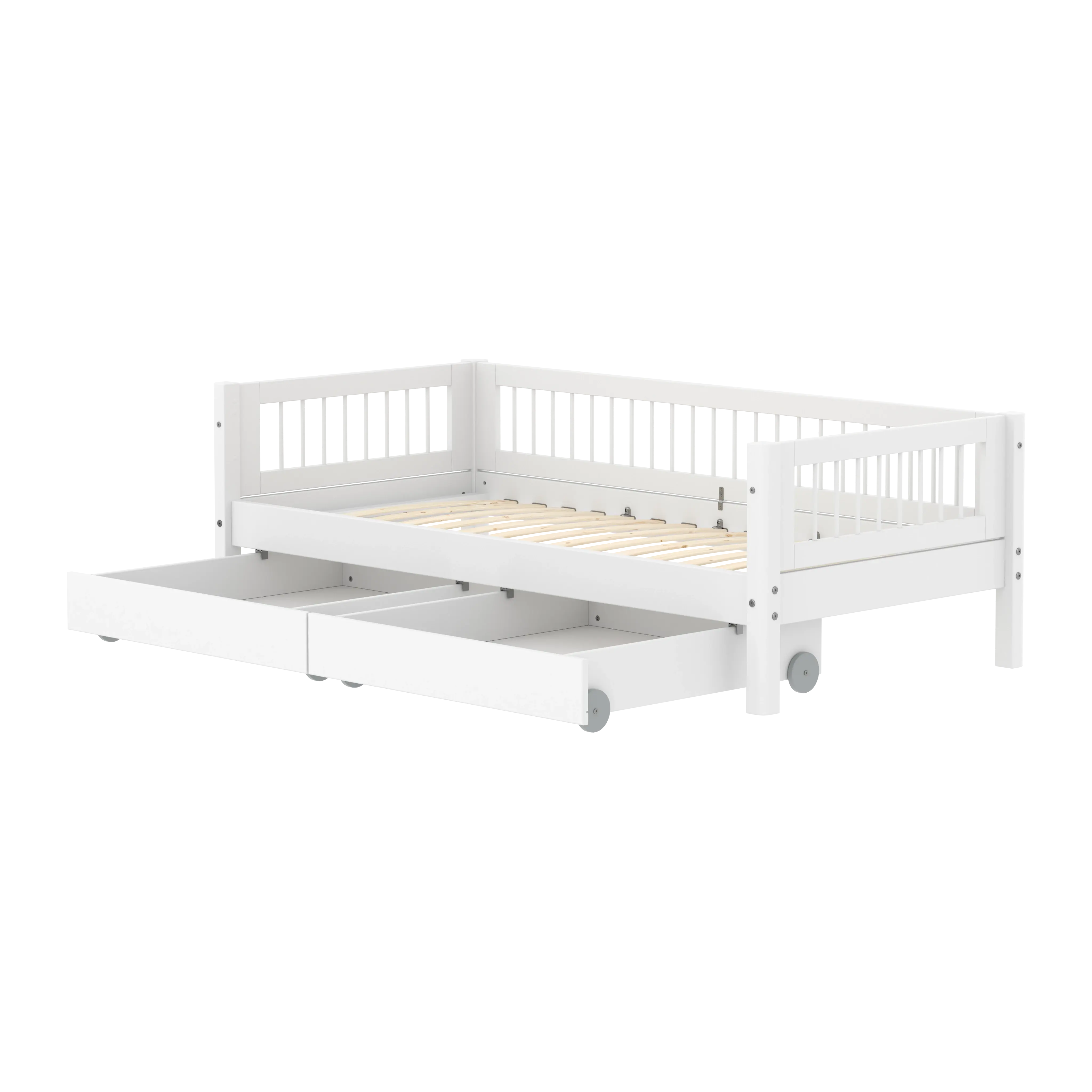 Single Bed with Crossbars and Storage, 90x200 cm, White SINGLE_BED 200 flexa-com.myshopify.com