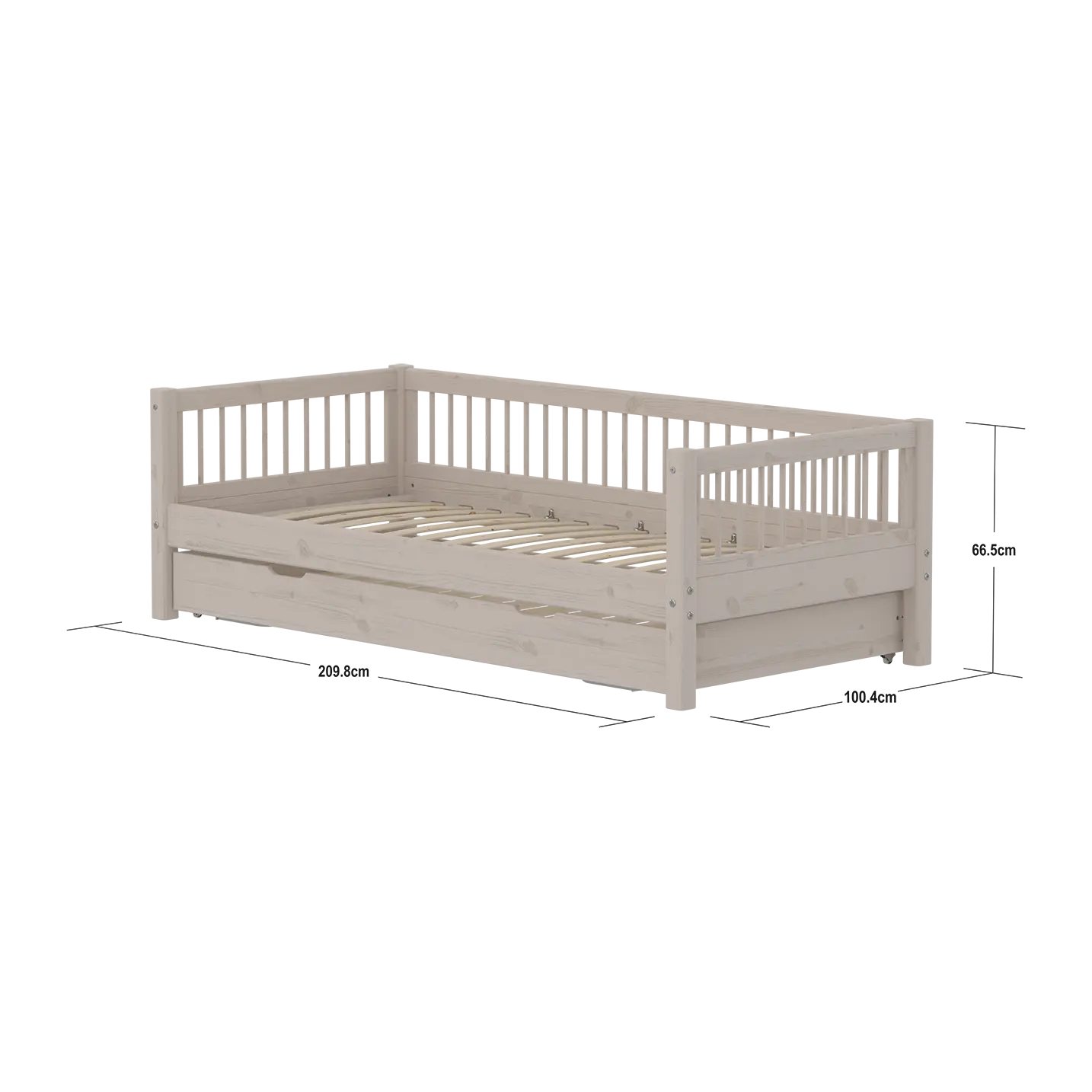 Single Bed with Guest Bed, 90x200 cm, Grey SINGLE_BED 200 flexa-com.myshopify.com