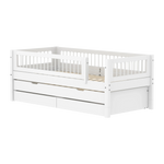 Single Bed with Pull-out Bed, Storage and Safety Rail Crossbars, 90x200 cm, White SINGLE_BED 200 flexa-com.myshopify.com