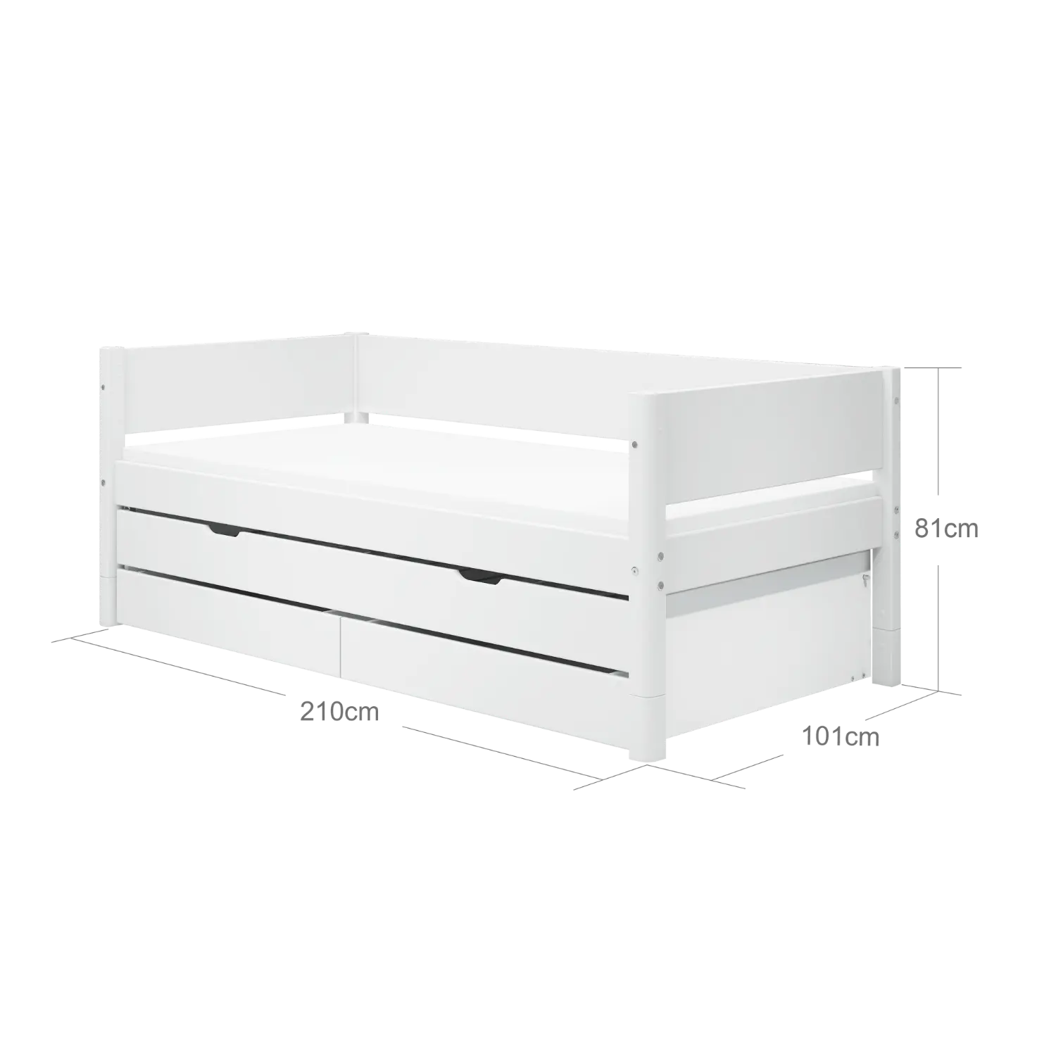 Single Bed with Pull-out Bed and Storage, 90x200 cm, White SINGLE_BED 200 flexa-com.myshopify.com