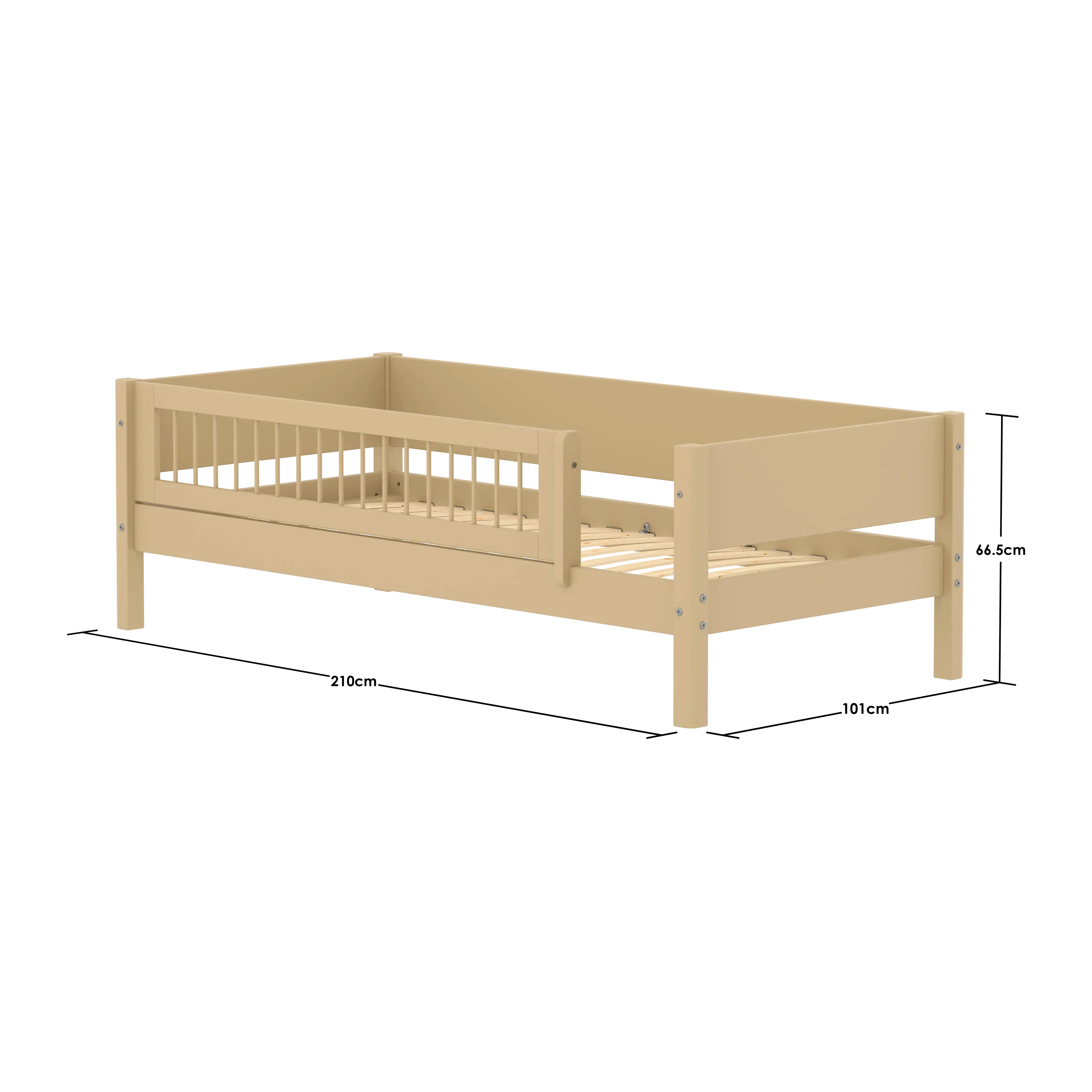 Single Bed with Safety Rail, 90x200 cm, Sand SINGLE_BED 90X200 flexa-com.myshopify.com