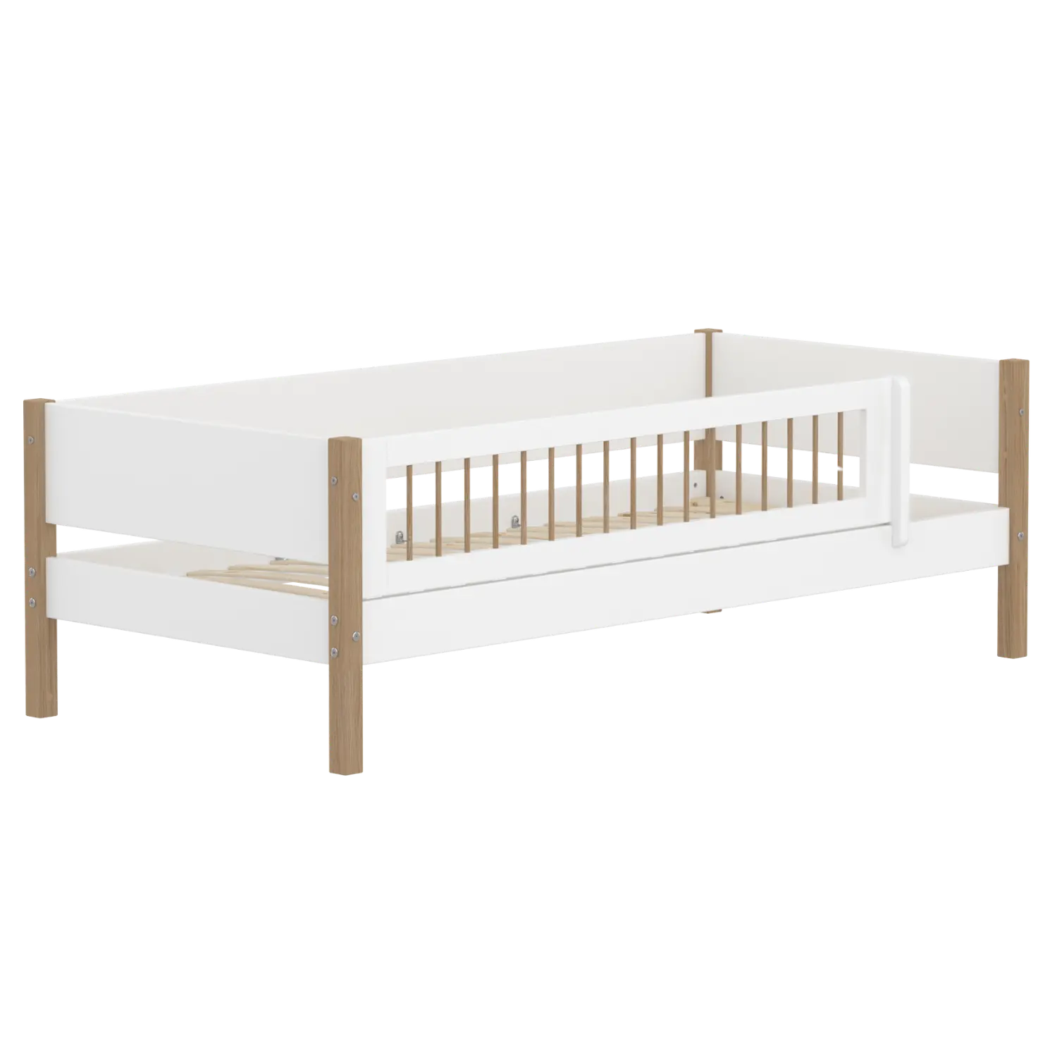 Single Bed with Safety Rail, 90x200 cm, White/Oak flexa-com.myshopify.com  SINGLE_BED