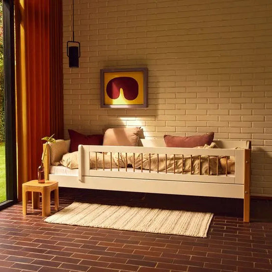 Single Bed with Safety Rail, 90x200 cm, White/Oak SINGLE_BED 90X200 flexa-com.myshopify.com