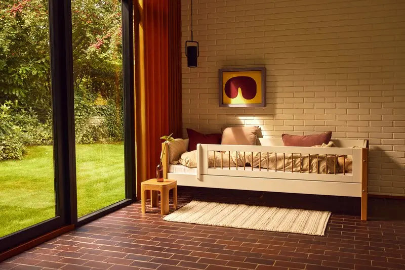 Single Bed with Safety Rail, 90x200 cm, White/Oak SINGLE_BED 90X200 flexa-com.myshopify.com