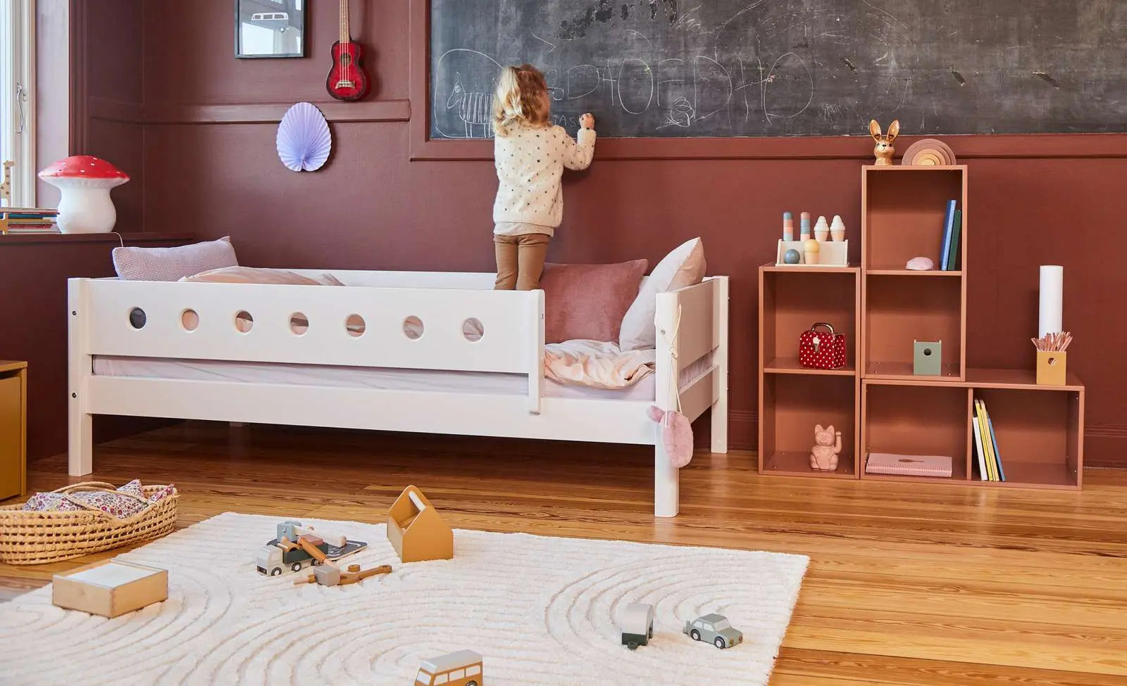 Single Bed with Safety Rail, 90x200 cm, White SINGLE_BED 200 flexa-com.myshopify.com