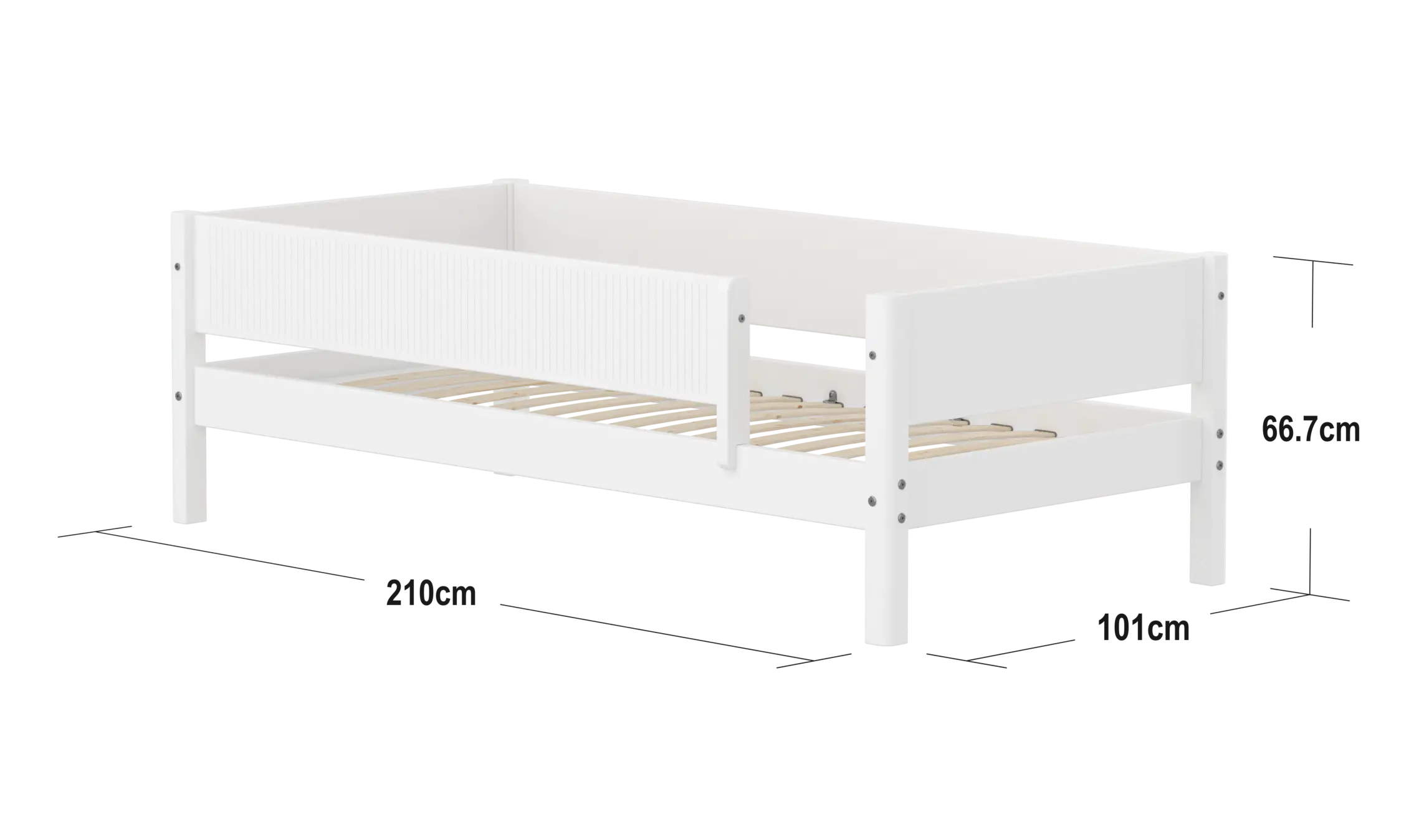 Single Bed with Safety Rail, 90x200 cm, White SINGLE_BED 90X200 flexa-com.myshopify.com