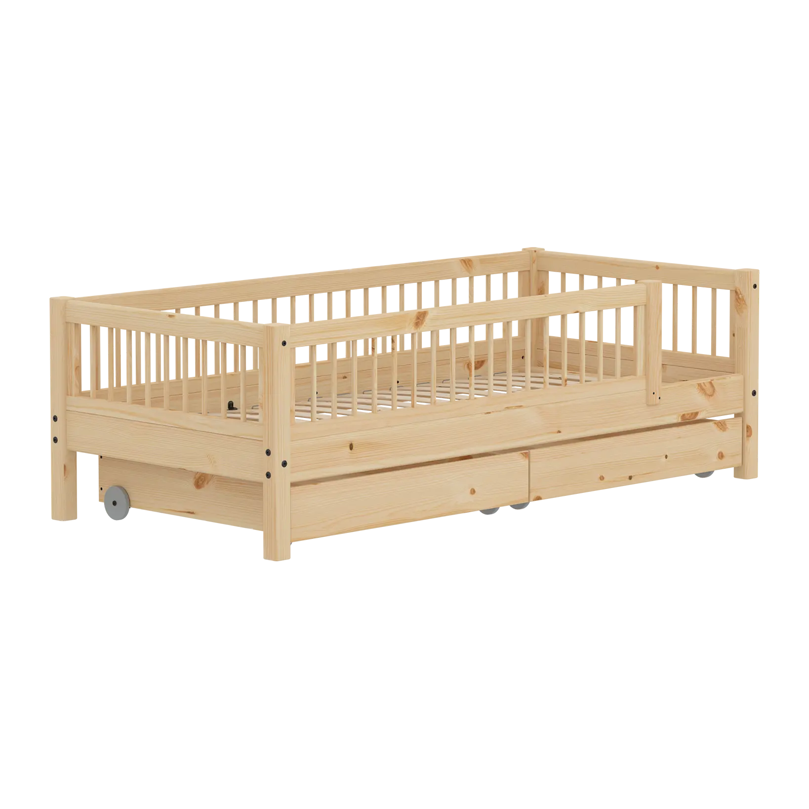 Single Bed with Safety Rails and Storage, 90x200 cm, Pine SINGLE_BED 200 flexa-com.myshopify.com