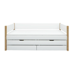 Single Bed with Storage and Pull-out Bed, 90x200 cm, White/Oak SINGLE_BED 200 flexa-com.myshopify.com