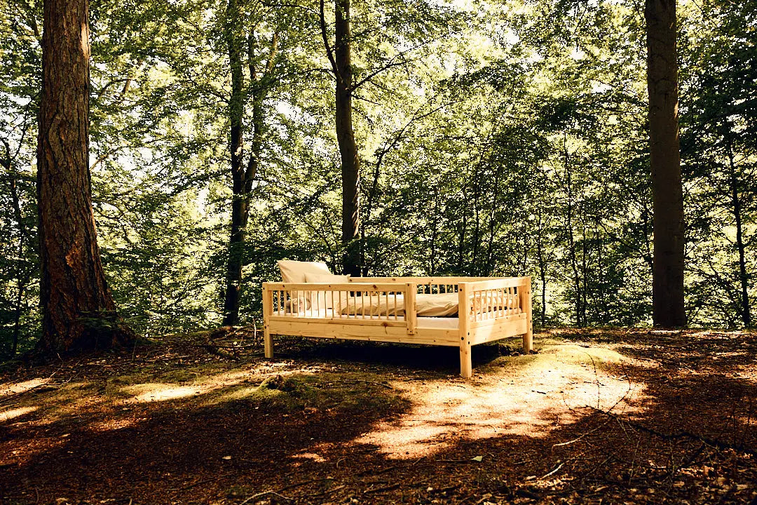 Single Bed with Safety Rails, 90x200 cm, Pine SINGLE_BED single-bed-with-scandinavian-safety-rail-3-4-front-back-raw  flexa-com.myshopify.com