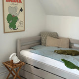 Single Bed with Pull-out Bed, Storage and Safety Rail, 90x200 cm, Grey SINGLE_BED single-bed-with-trundle-pullout-bed-grey-washed  flexa-com.myshopify.com