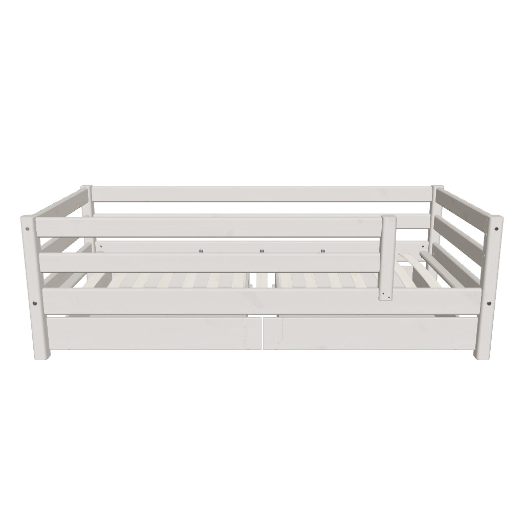 FLEXA Single Bed with Safety Rail and Storage, 90x200 cm, Grey, 3D model