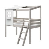 1/2 Casa para cama individual y alta 120 cm, Blanco/Gris