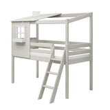 1/2 Casa para cama individual y alta 120 cm, Blanco